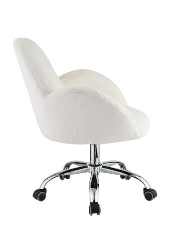 Acme - Jago Office Chair OF00119 White Lapin & Chrome Finish