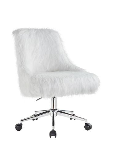 Arundell II Office Chair OF00122 White Faux Fur & Chrome Finish | Acme - OF00122 - Home Elegance USA - 2