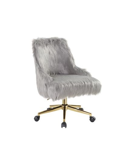 Arundell II Office Chair OF00123 Gray Faux Fur & Gold Finish | Acme - OF00123 - Home Elegance USA - 2