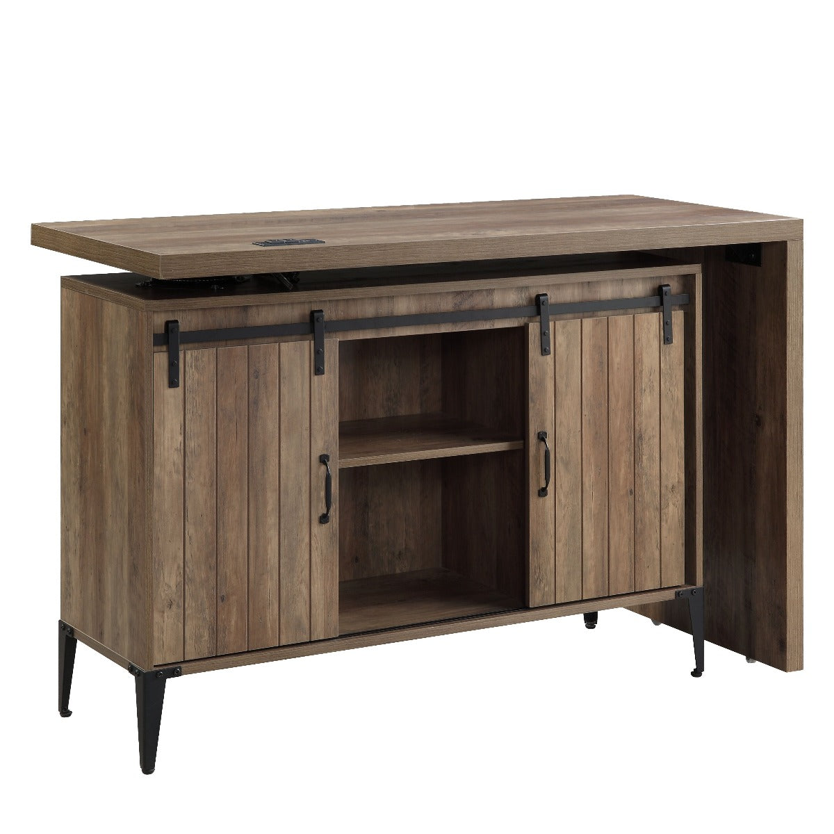 Acme - Zakwani Writing Desk W/USB OF00154 Rustic Oak & Black Finish