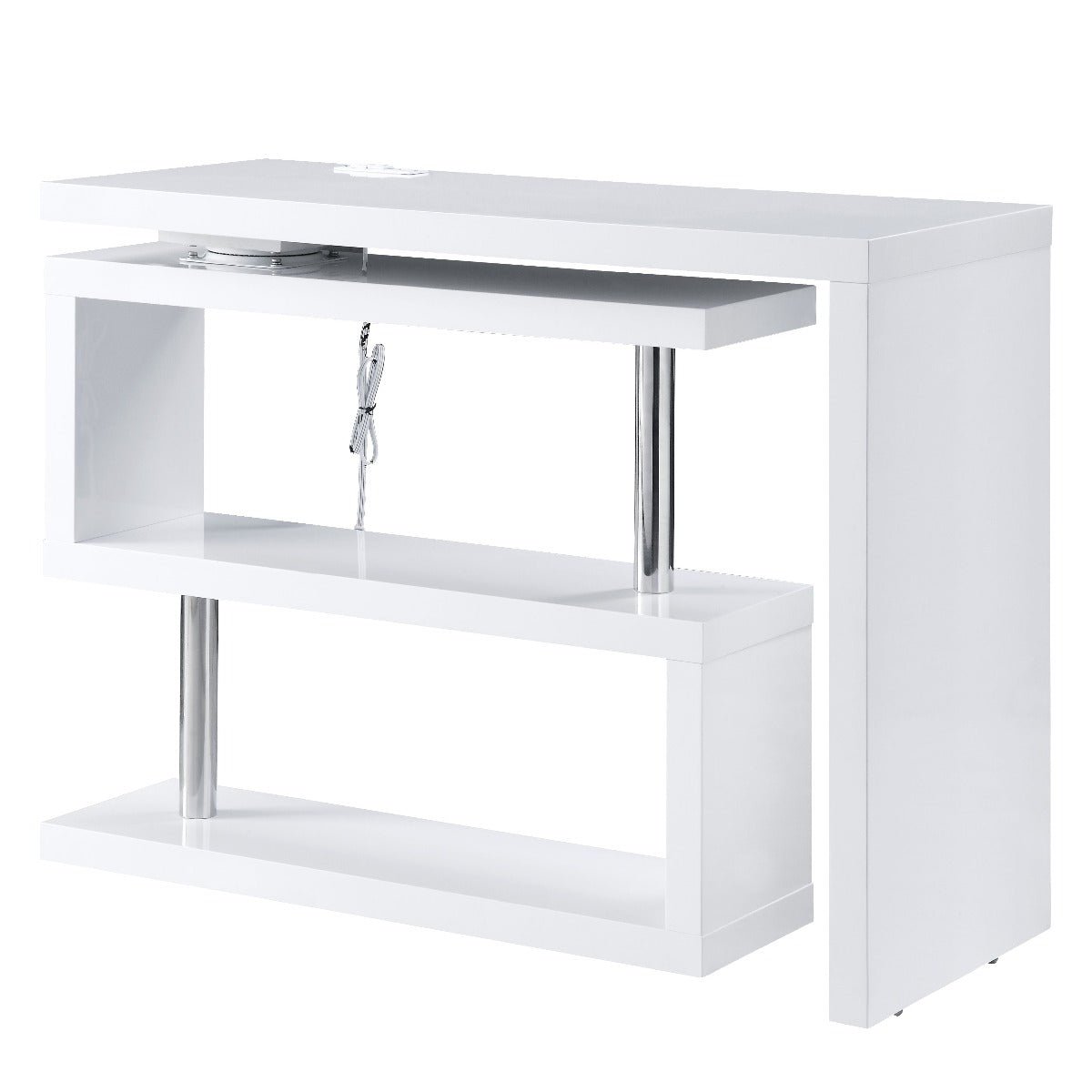 Buck II Writing Desk W/USB OF00155 White High Gloss Finish | Acme - OF00155 - Home Elegance USA - 4