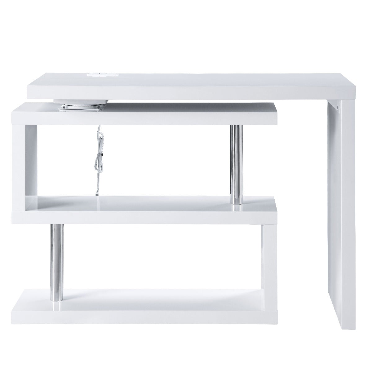 Acme - Buck II Writing Desk W/USB OF00155 White High Gloss Finish