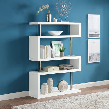 Acme - Buck II Bookshelf OF00273 White High Gloss Finish