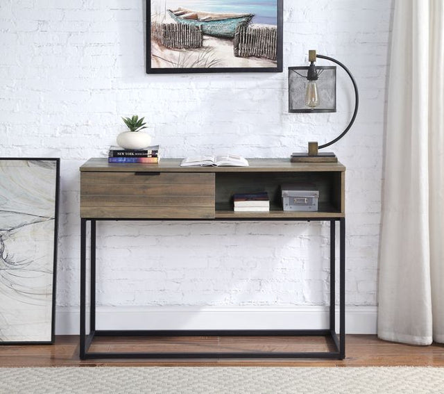 Acme - Galeno Writing Desk OF00320 Rustic Oak & Black Finish