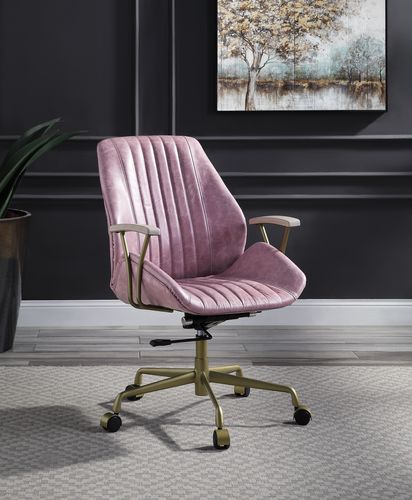 Acme - Hamilton Office Chair OF00399 Pink Top Grain Leather