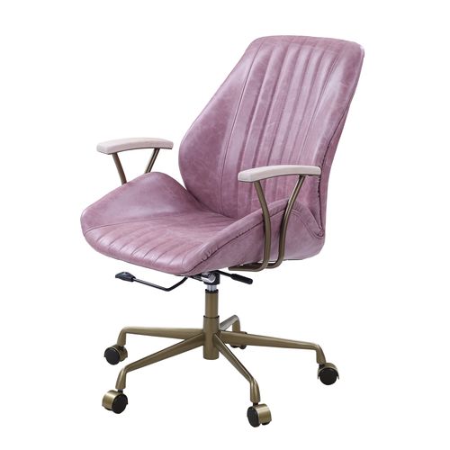 Acme - Hamilton Office Chair OF00399 Pink Top Grain Leather