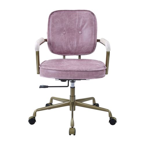 Acme - Siecross Office Chair OF00400 Pink Top Grain Leather