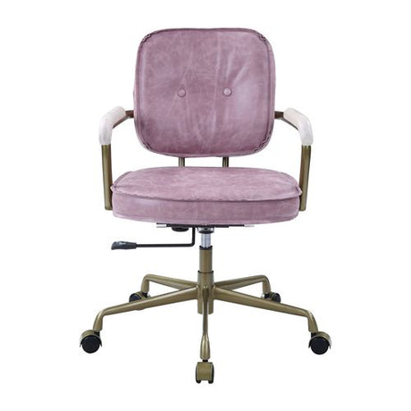 Acme - Siecross Office Chair OF00400 Pink Top Grain Leather