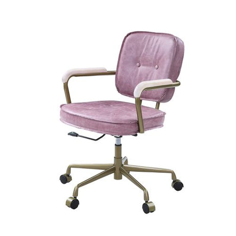 Acme - Siecross Office Chair OF00400 Pink Top Grain Leather