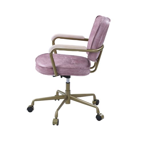 Acme - Siecross Office Chair OF00400 Pink Top Grain Leather