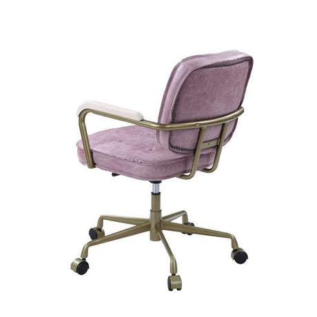 Acme - Siecross Office Chair OF00400 Pink Top Grain Leather