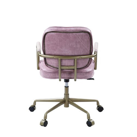 Acme - Siecross Office Chair OF00400 Pink Top Grain Leather