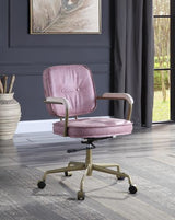 Acme - Siecross Office Chair OF00400 Pink Top Grain Leather