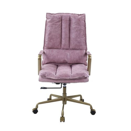 Acme - Tinzud Office Chair OF00439 Pink Top Grain Leather