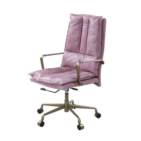 Acme - Tinzud Office Chair OF00439 Pink Top Grain Leather