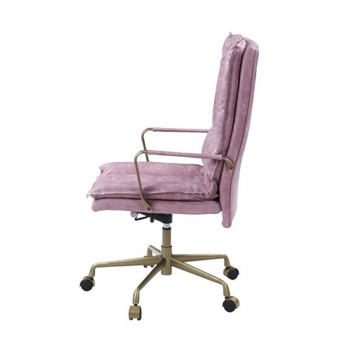 Acme - Tinzud Office Chair OF00439 Pink Top Grain Leather