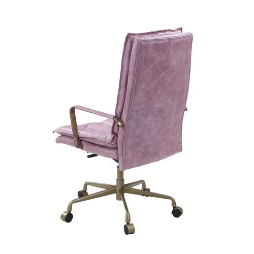 Acme - Tinzud Office Chair OF00439 Pink Top Grain Leather