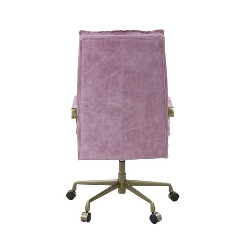 Acme - Tinzud Office Chair OF00439 Pink Top Grain Leather