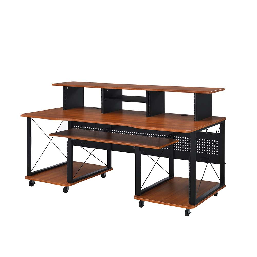 Acme - Megara Music Desk OF00988 Cherry & Black Finish