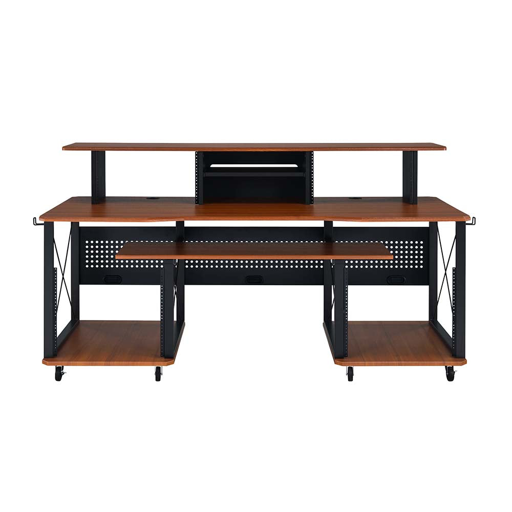 Acme - Megara Music Desk OF00988 Cherry & Black Finish