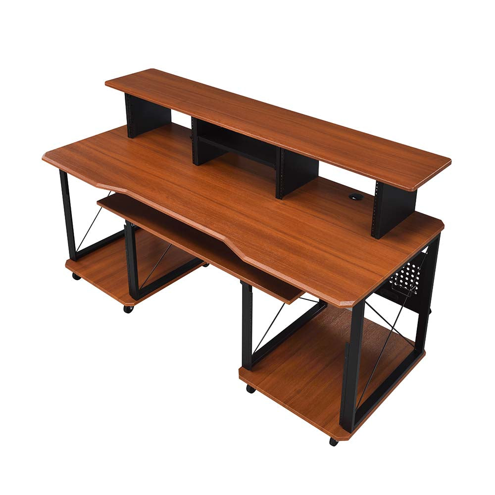 Acme - Megara Music Desk OF00988 Cherry & Black Finish