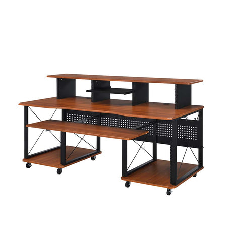 Acme - Megara Music Desk OF00988 Cherry & Black Finish