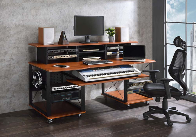 Acme - Megara Music Desk OF00988 Cherry & Black Finish