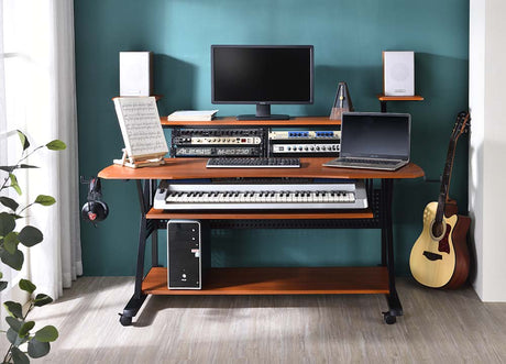 Acme - Willow Music Desk OF00990 Cherry & Black Finish