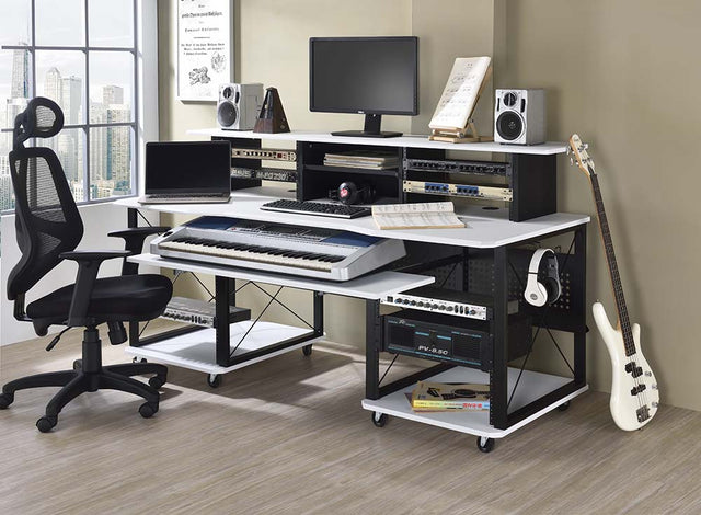 Acme - Megara Music Desk OF00995 White & Black Finish