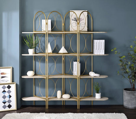 Altair Bookshelf OF02197 Gold Finish | Acme - OF02197 - Home Elegance USA - 1