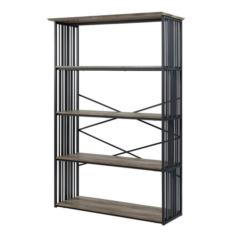 Acme - Zudora Bookshelf OF02485 Antique Oak & Black Finish