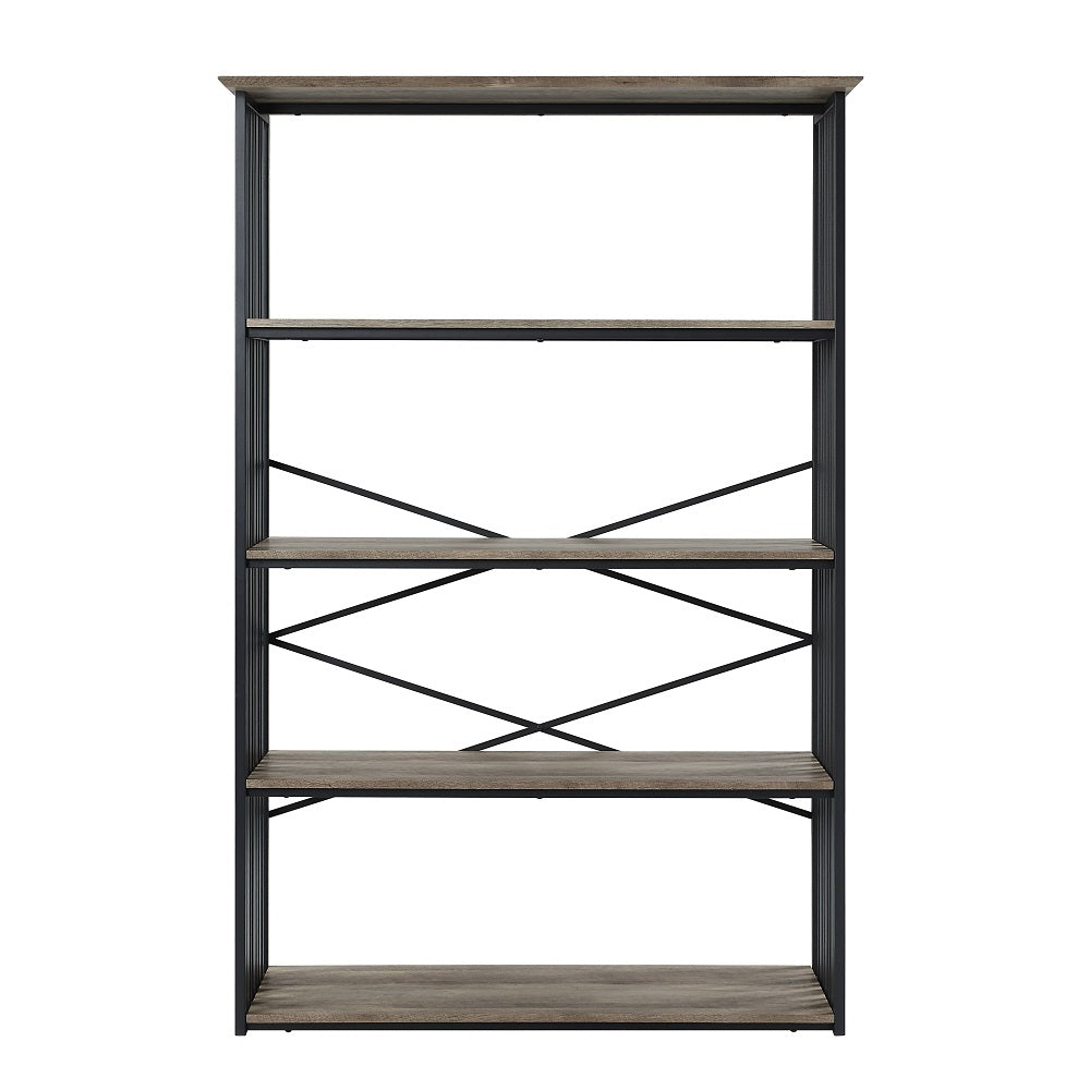 Acme - Zudora Bookshelf OF02485 Antique Oak & Black Finish