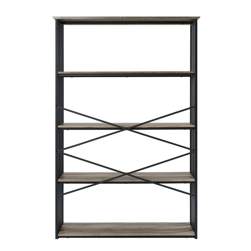 Acme - Zudora Bookshelf OF02485 Antique Oak & Black Finish