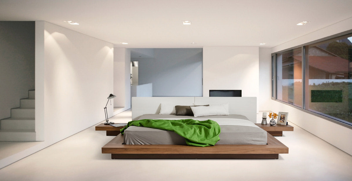 Queen Opal Modern Low Profile Walnut Platform Bed - View Image 1
