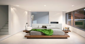 Queen Opal Modern Low Profile Walnut Platform Bed - View Image 1