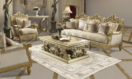 HD-2659 Traditional Carved Wood Living Room Set in Metallic Bright Gold Finish by Homey Design - Home Elegance USA Homey Design Furniture