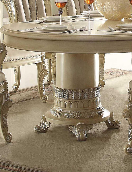 HD-5800 Traditional Luxury Oval Dining Table Set in Cream Pearl Wood Finish by Homey Design - Home Elegance USA Homey Design Furniture