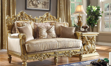 HD-2659 Traditional Carved Wood Living Room Set in Metallic Bright Gold Finish by Homey Design - Home Elegance USA Homey Design Furniture