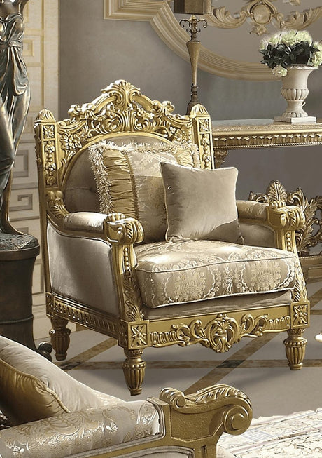 HD-2659 Traditional Carved Wood Living Room Set in Metallic Bright Gold Finish by Homey Design - Home Elegance USA Homey Design Furniture