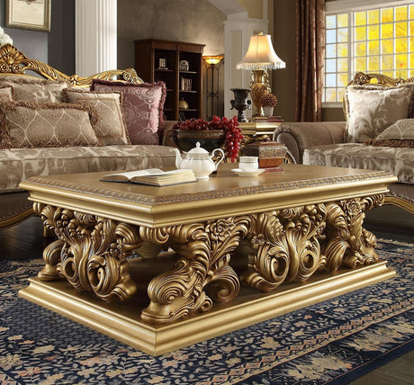 HD-2659 Traditional Carved Wood Living Room Set in Metallic Bright Gold Finish by Homey Design - Home Elegance USA Homey Design Furniture