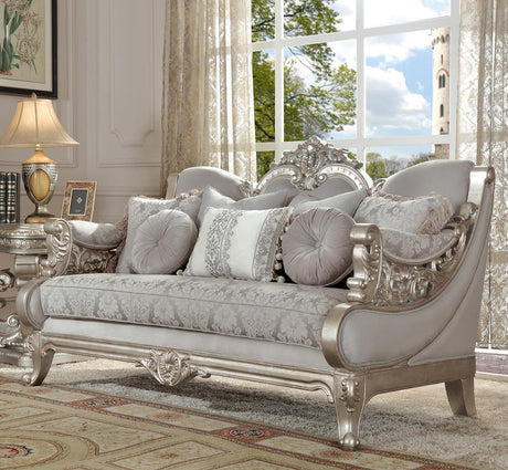 HD-2662 Traditional Carved Wood Living Room Set in Metallic Silver Finish by Homey Design - Home Elegance USA Homey Design Furniture