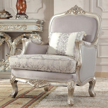 HD-2662 Traditional Carved Wood Living Room Set in Metallic Silver Finish by Homey Design - Home Elegance USA Homey Design Furniture