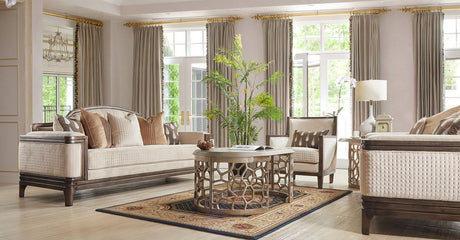 HD-687 Traditional Living Room Set in Beige Fabric & Brown Finish by Homey Design