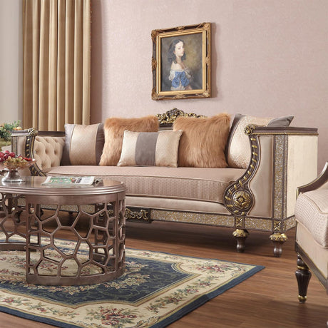 HD-3058 Traditional Living Room Set Performance Fabric in Antique Gold Finish by Homey Design - Home Elegance USA Homey Design Furniture