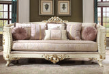 HD-2011 Traditional Living Room Set in Cream Chenille and Bone Carved Wood by Homey Design - Home Elegance USA