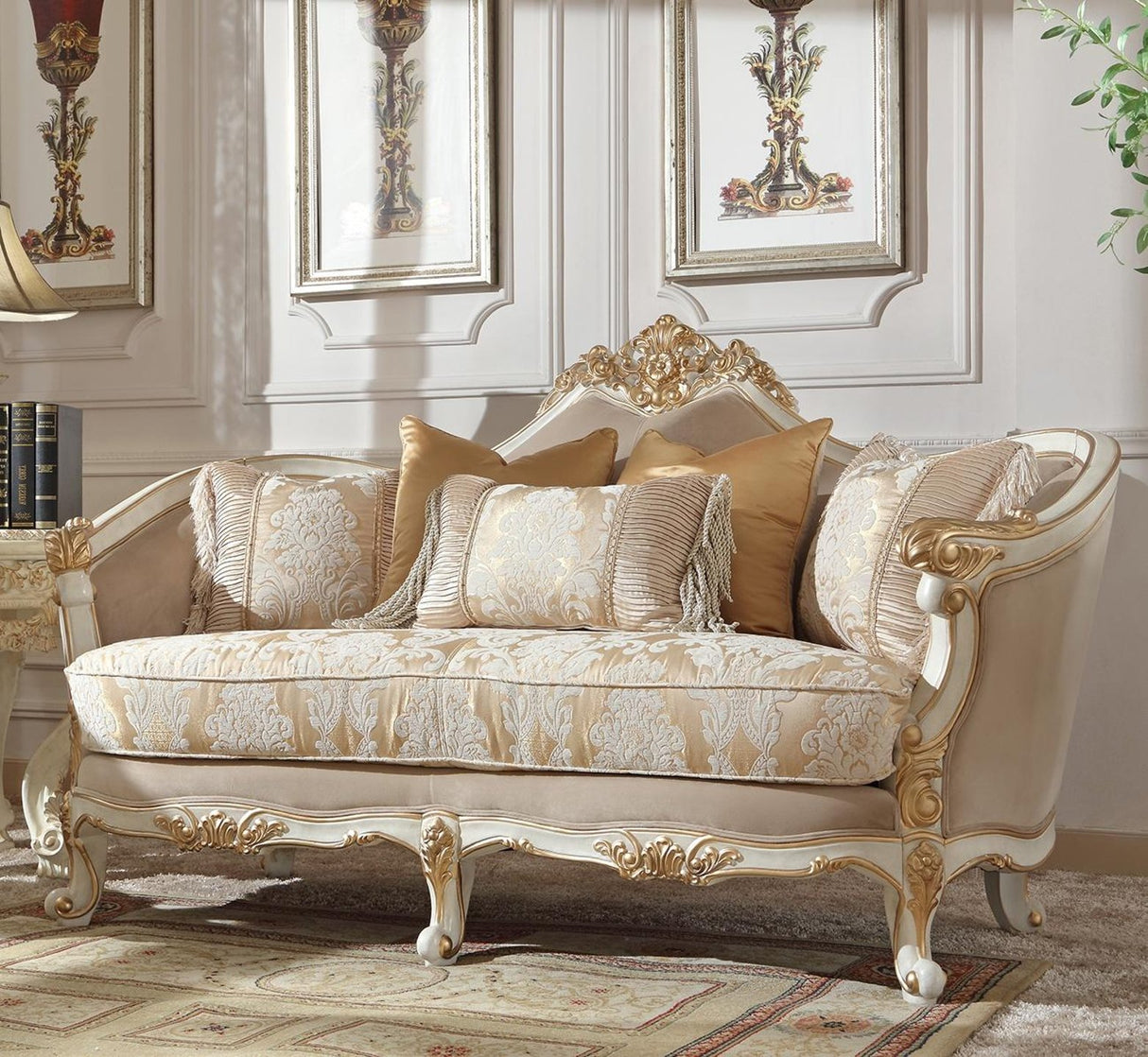 HD-2669 Traditional Carved Wood Living Room Set in Plantation Cove White Finish by Homey Design - Home Elegance USA Homey Design Furniture