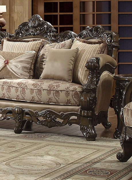 HD-2658 Traditional Carved Wood Living Room Set in Brown Cherry Finish by Homey Design - Home Elegance USA Homey Design Furniture