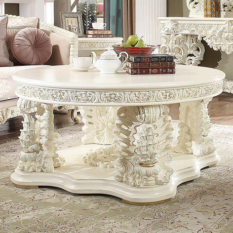 HD-2011 Traditional Living Room Set in Cream Chenille and Bone Carved Wood by Homey Design - Home Elegance USA