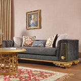 HD-3053 Traditional Living Room Set in Cobalt Blue Velvet & Gold Finish by Homey Design - Home Elegance USA Homey Design Furniture