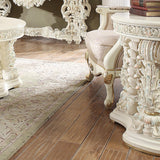 HD-2011 Traditional Living Room Set in Cream Chenille and Bone Carved Wood by Homey Design - Home Elegance USA